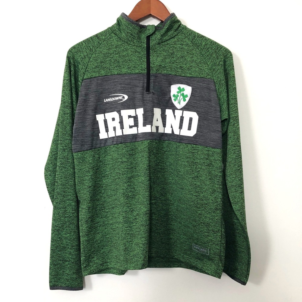 Lansdowne Ireland Rugby Quarter‎ Zip Shirt Green Drylans Performance Mens Small